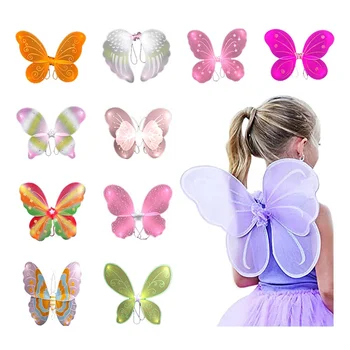 Hot Sale Butterfly Craze Angel Princess Girls' Fairy Wings Kids Costume Butterfly Wings for Party Dress Up