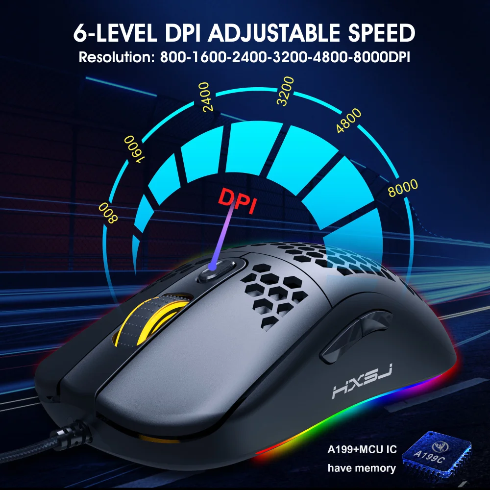 Popular Choice HXSJ Wired Gaming Mouse 800DPI Built-in Battery ...