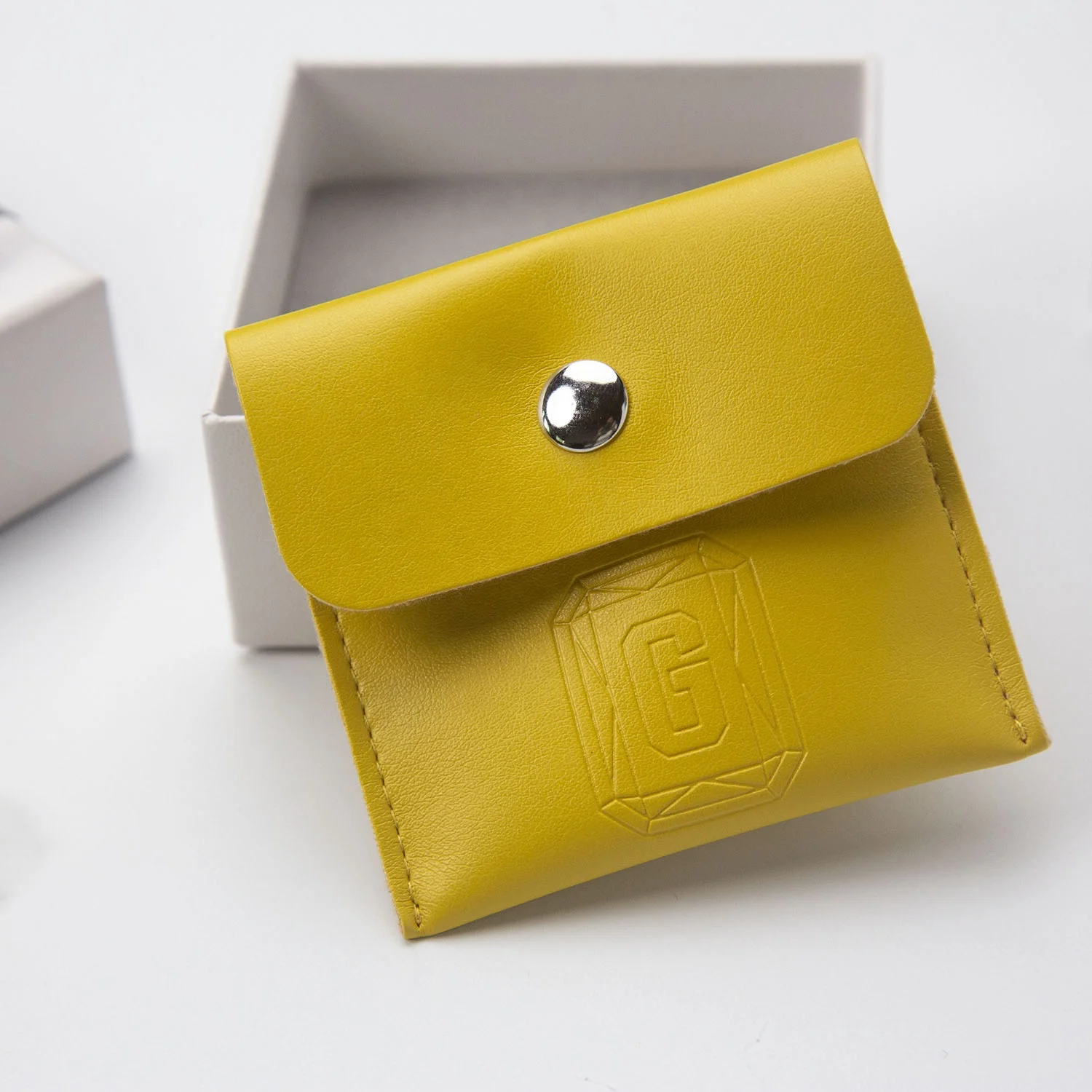 Pu Leather Jewelry Pouch With Debossed Logo Envelope Pu Jewelry