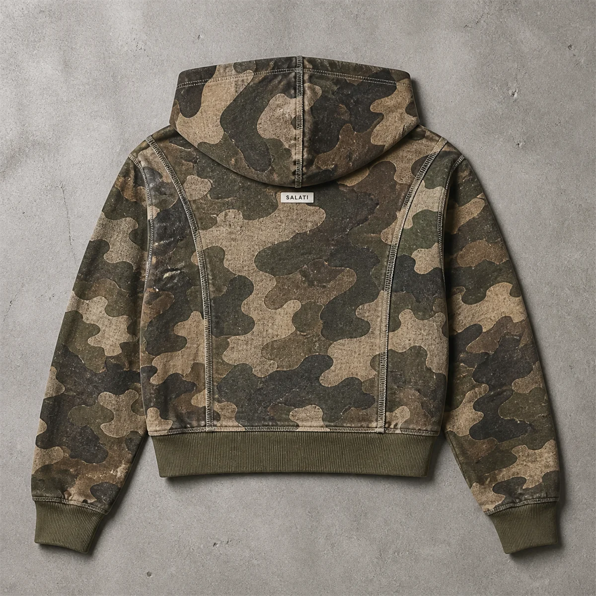 Custom High Quality Camouflage Design Pullover Zipper Waffle Knit Hoodie Vintage 100% Cotton Waffle Hoodies for Men gallery 2
