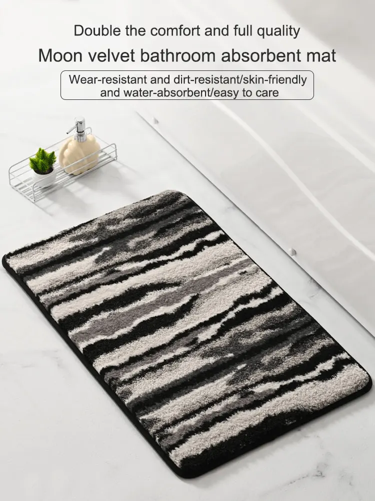 Wholesale Household Non-Slip Bathroom Doorway Foot Mat Comfortable Soft Absorbent Moom Velvet Bathroom Rug Mats manufacture