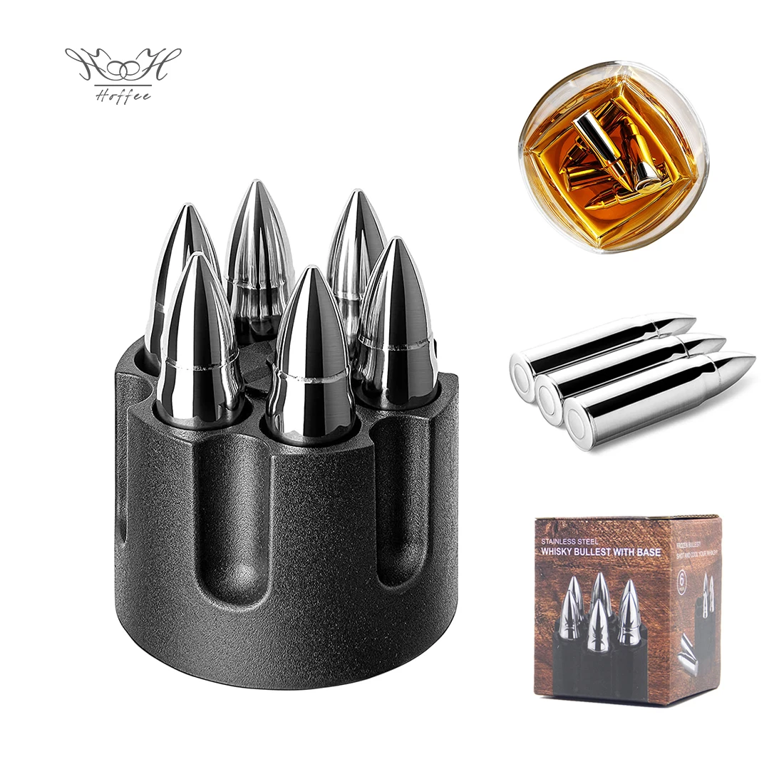 6Pcs Stainless Steel Bullet Ice Cube Chilling Stones