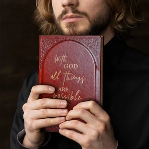 Custom Printing Hardcover Prayer Journal Notebook Handmade PU Leather Agenda Planner A5 Diary Bible Journaling With Bible Verses