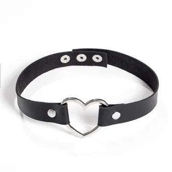 Girls Vintage Punk Goth Studded Rivet Pu Leather Collar Choker Necklace for Girl (Heart Love)