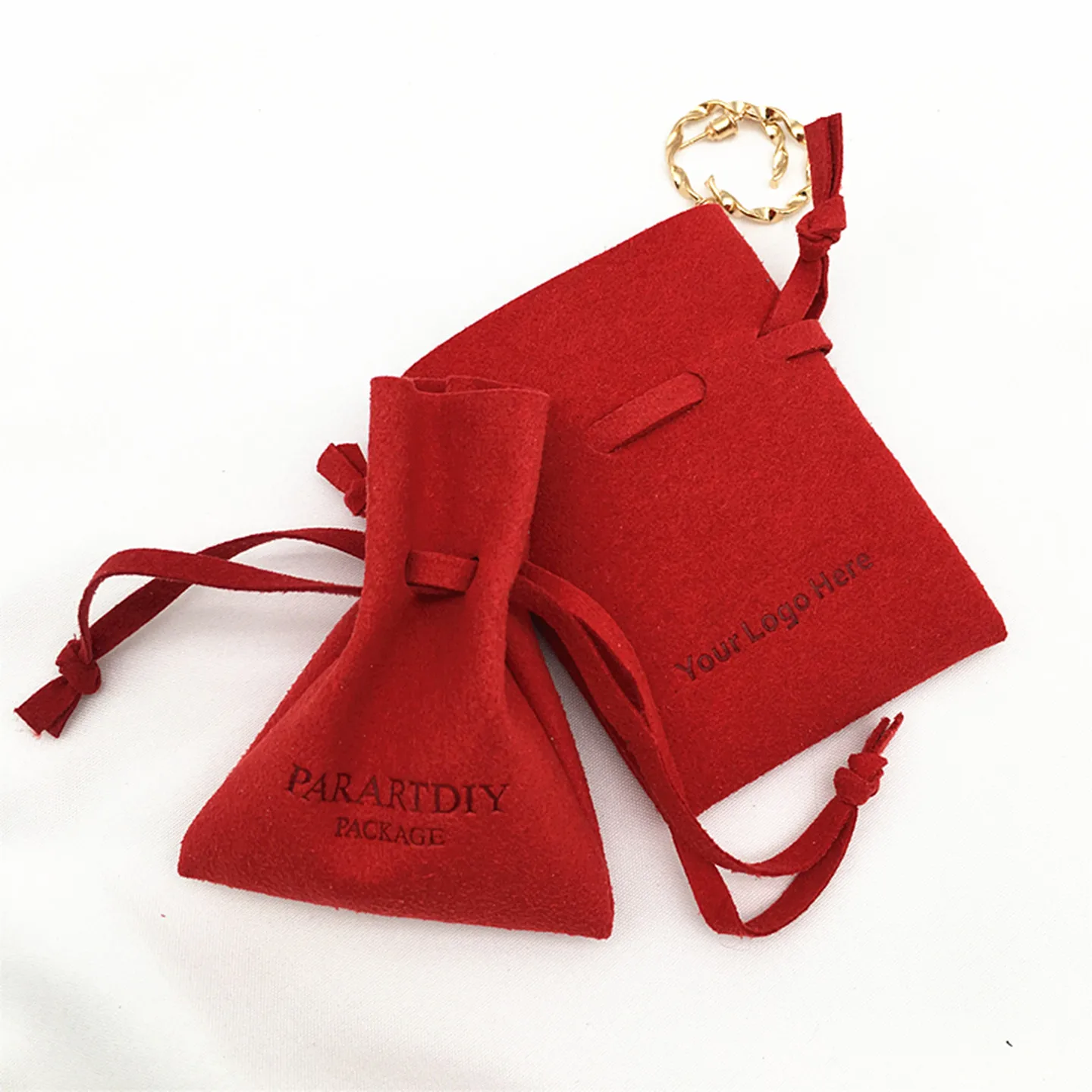 Custom logo printed small jewelry pouch with flap