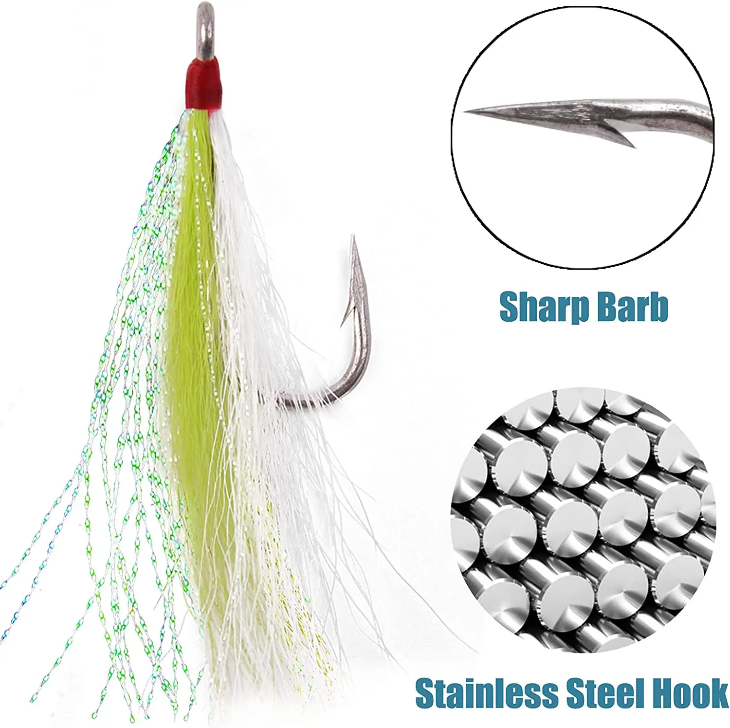 Custom Colors Yellow Bucktail Teasers Saltwater Fishing Lures Rig