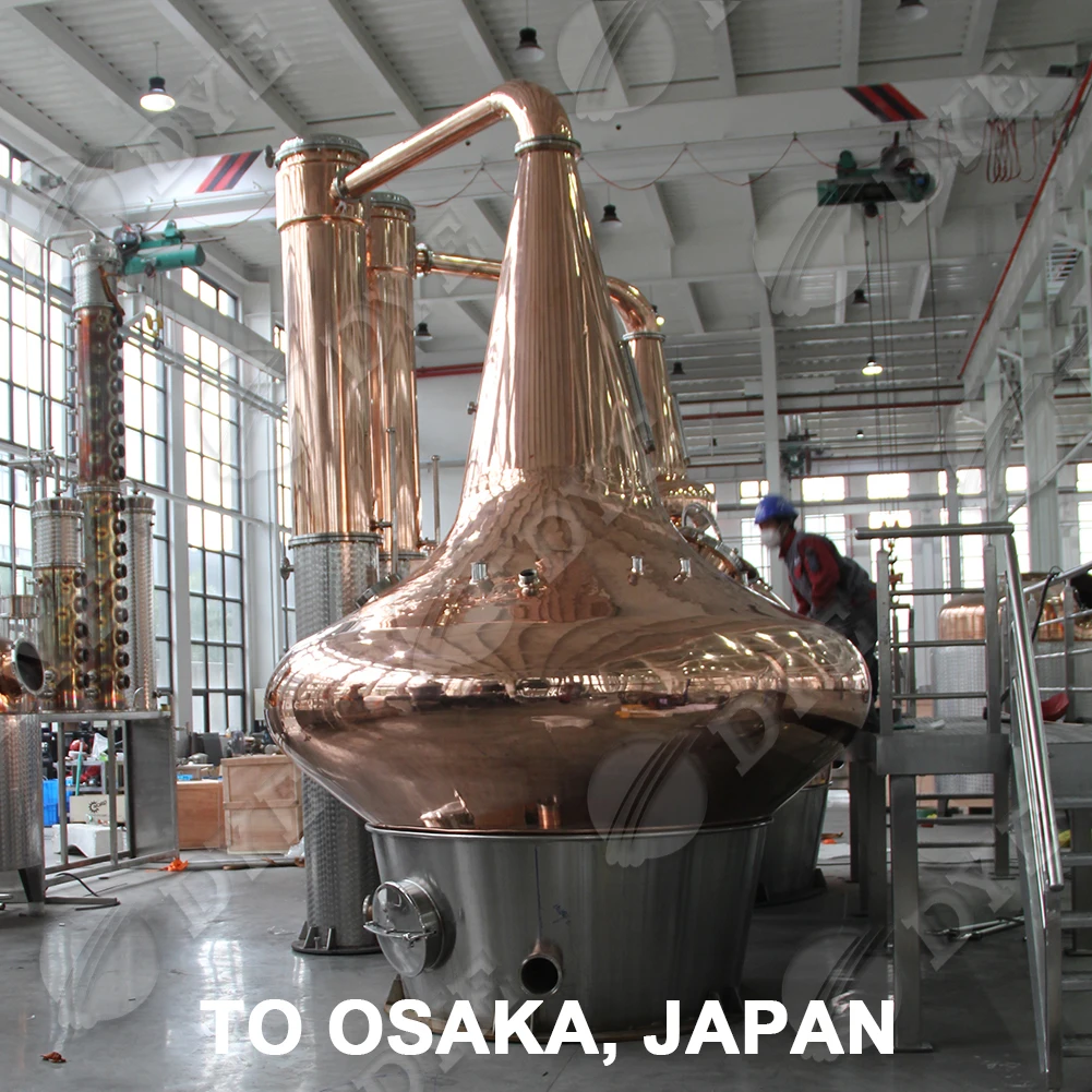 DYE Double 5000L Scotland Whiskey Distillery System Copper Alcohol Distillation Equipment Whiskey Distillery Machine for Sale
