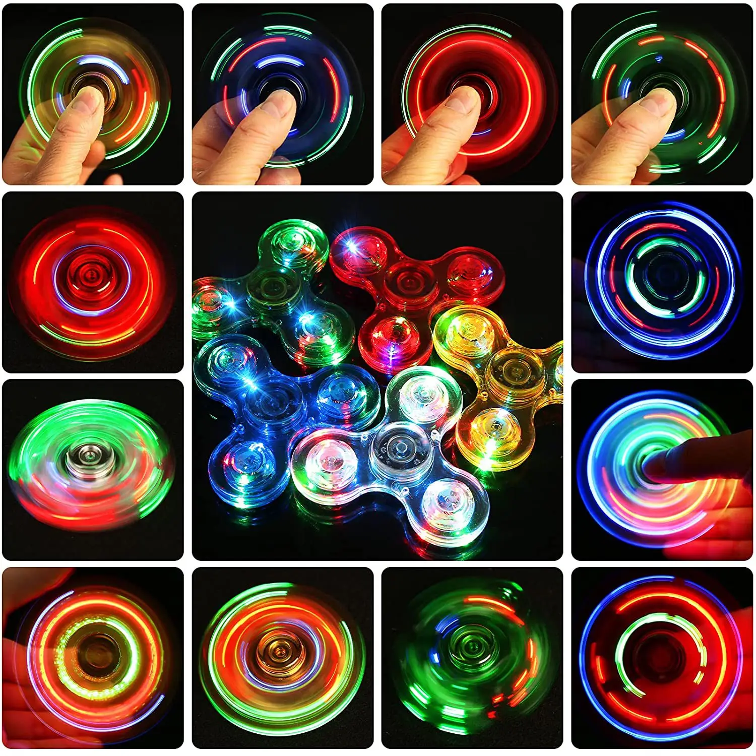 LED Light Fidget Spinner, Light Fidget Finger Toy Hand Spinner -Stress Reduction and Anxiety Relief Hand Spinner for Children