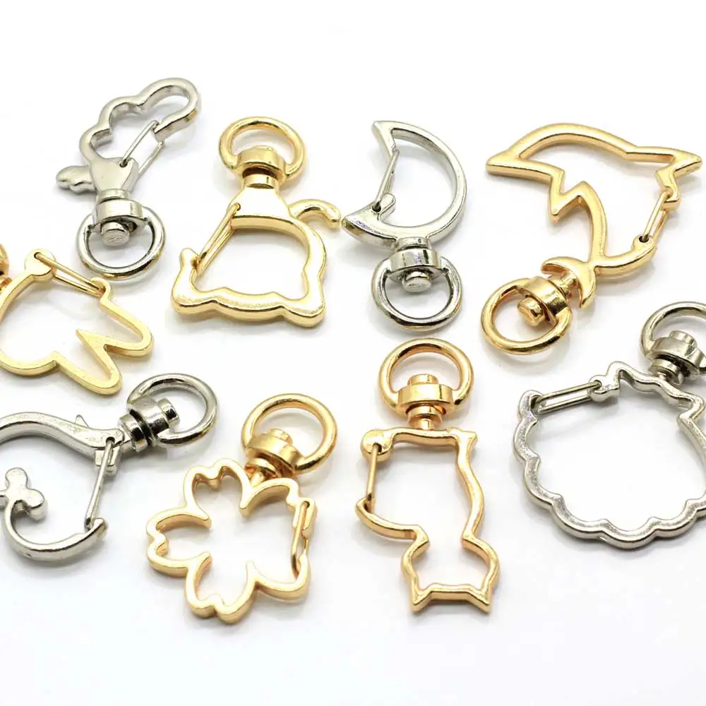 100Pcs Cute Rabbit Keychain Iron Swivel Lobster Clasp Snap Hook  for DIY Jewelry  Making Findings