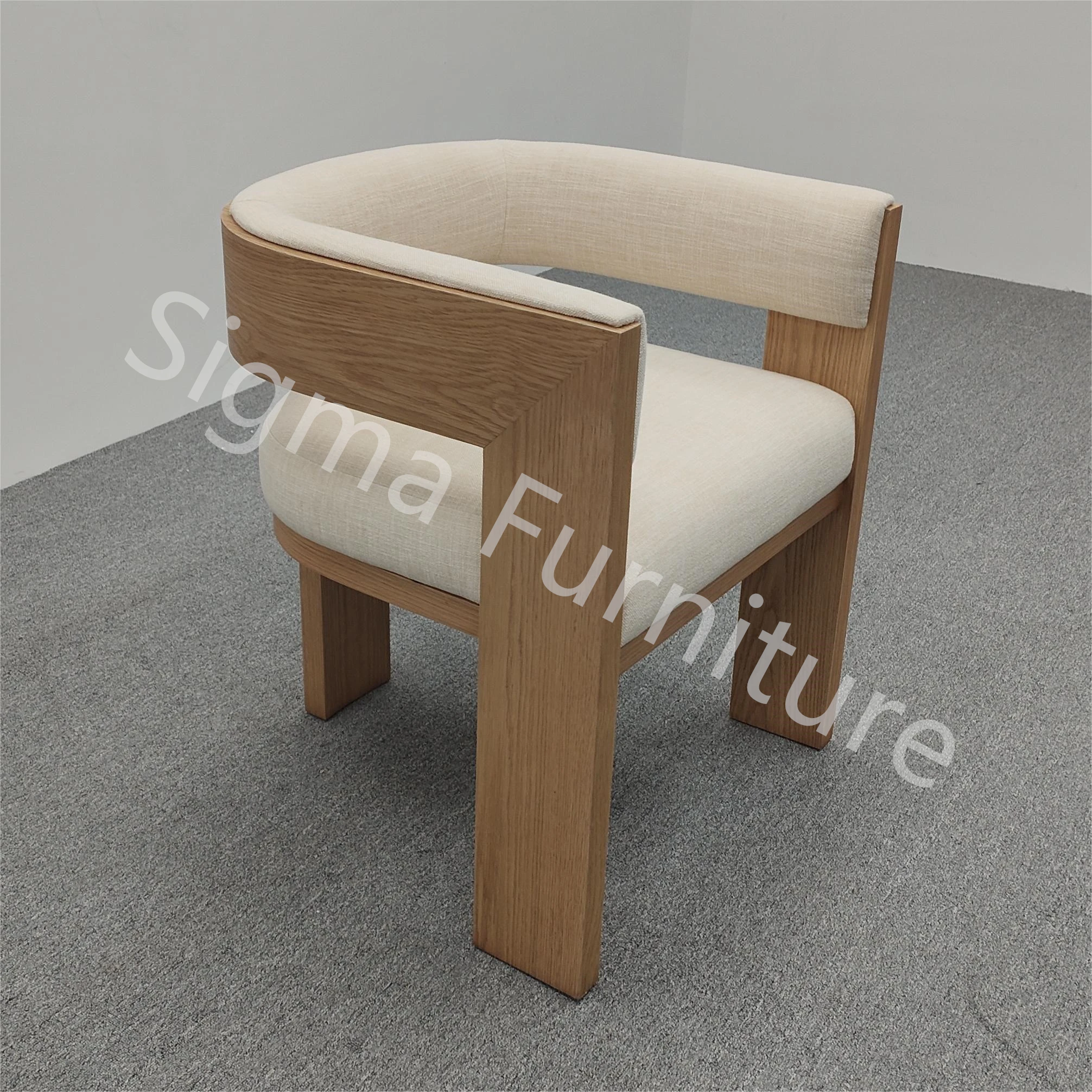 Modern Design Style Nordic Curved Back Wooden Leg Chair Room Furniture Kitchen Dining Chairs with Arm