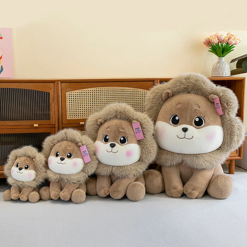 Custom Lion Plush Toy Stuffed Animal, Cute Soothing Wild Beast Doll for Kids Gift, Mascot, Car Decor and Plush Throw Pillow