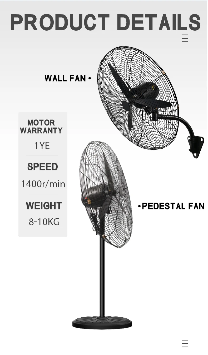 Industrial Electric Wall-mounted Fan, 220V, Plastic - detail 20