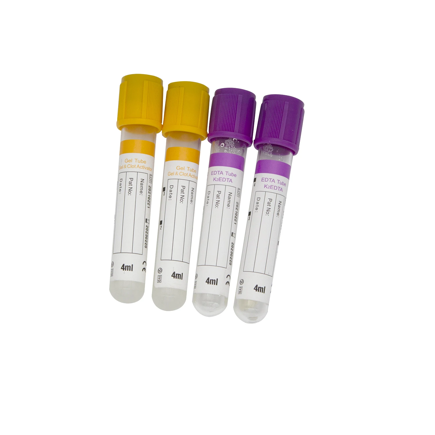 Hot Sale 7ml 8ml 9ml Purple Glass Plastic Pet Edta Tube Blood Test Collection Tubes