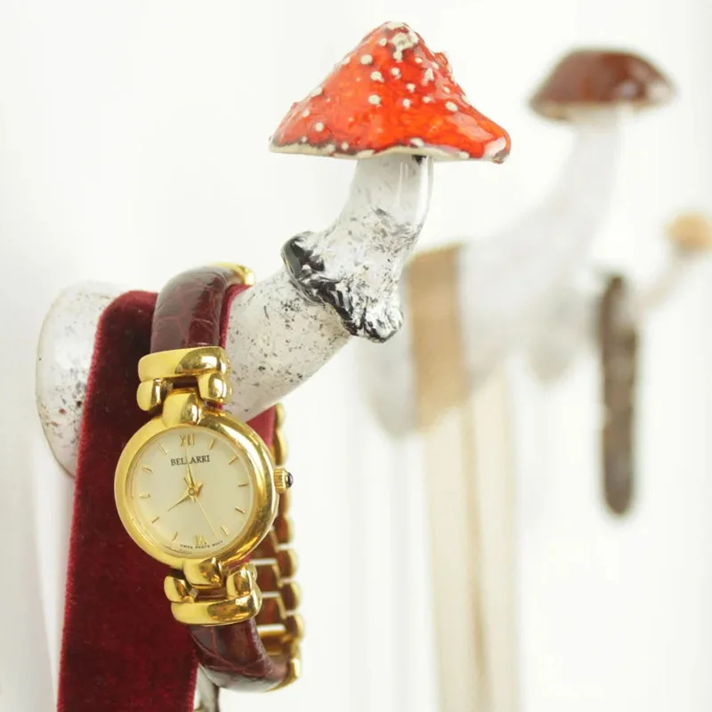 product custom glazed modern ceramic wall decor merry mushroom wall hook for entryway organizer coat towel hat rack hanger-10