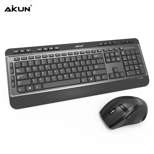 Aikun Wireless Keyboard and Mouse-BX8900,Ultra Thin,Full Size,Multi Media,3 level DPI