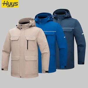 Detachable Winter Workwear With Reflective Strips Outdoor Warm Worker Uniforms Safety Work Clothes Jackets