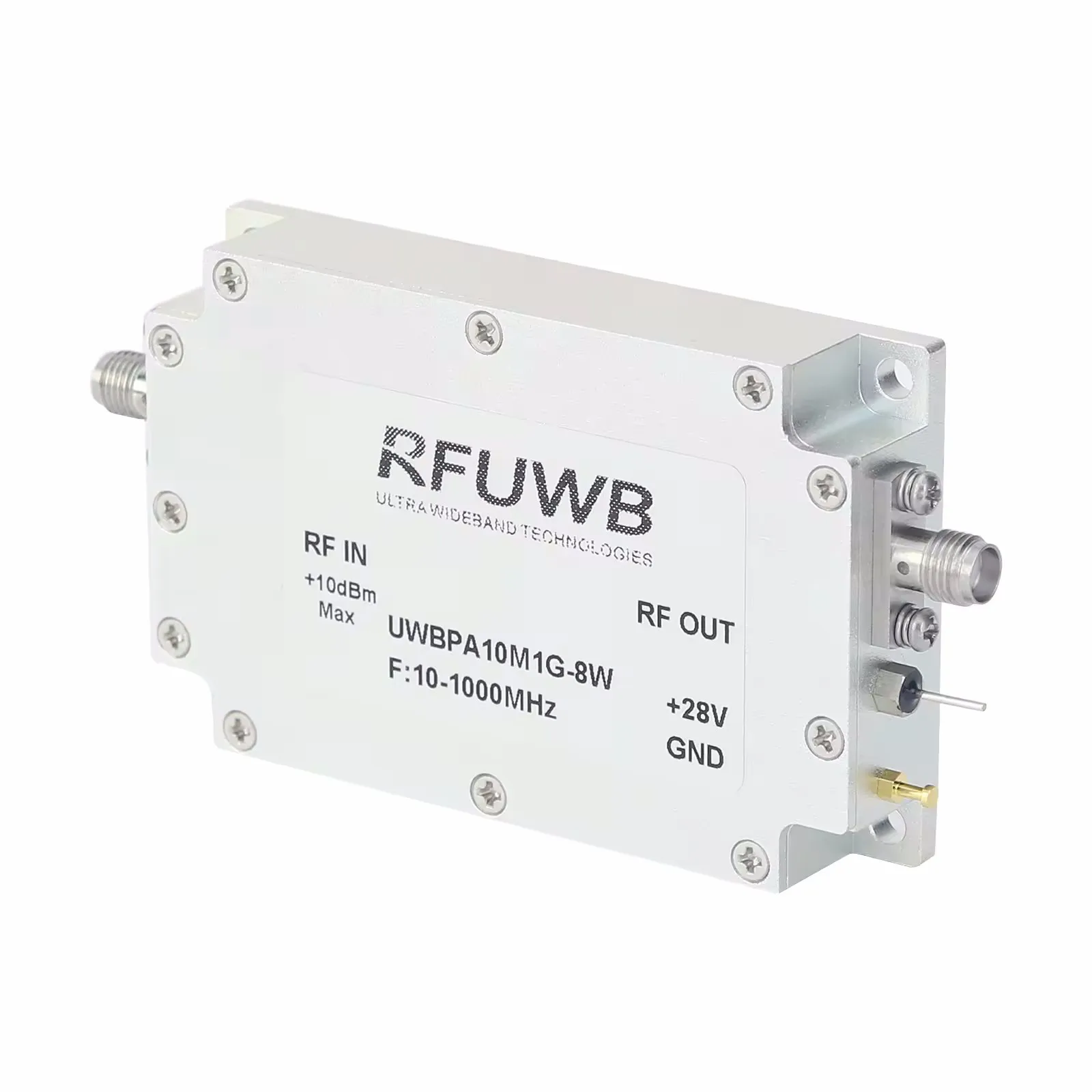 Broadband RF Power Amplifier 8W UWB 10-1000MHz for Wireless