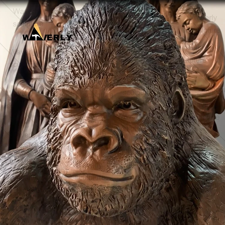 Outdoor Decorative Life Size Metallic Large Gorilla Garden Statue