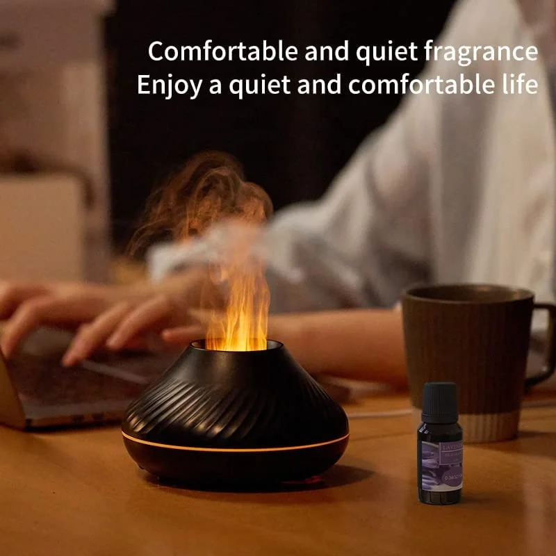 130ml Air Aroma Diffuser H20 Humidifier for Home Office Yoga 7 Flame Color Noiseless Essential Oil Diffuser