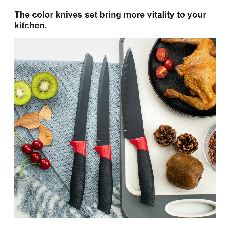 High Quality Stainless Steel Kitchen Knives Set Tools Forged Kitchen Knives Scissors Peeler Set 6pcs Chef Paring Knife