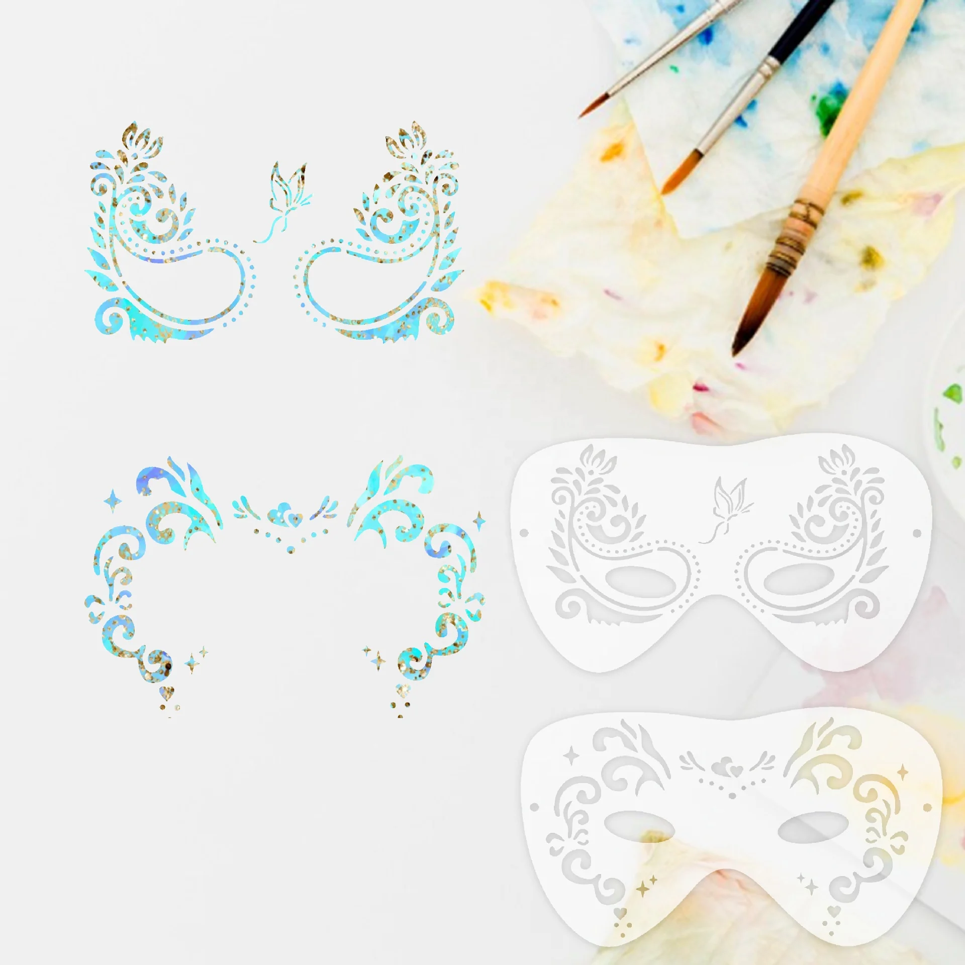 8 Pieces Face Stencils for Drawing Mask Painting Templates DIY Stencils for Home Decorations Party Favor