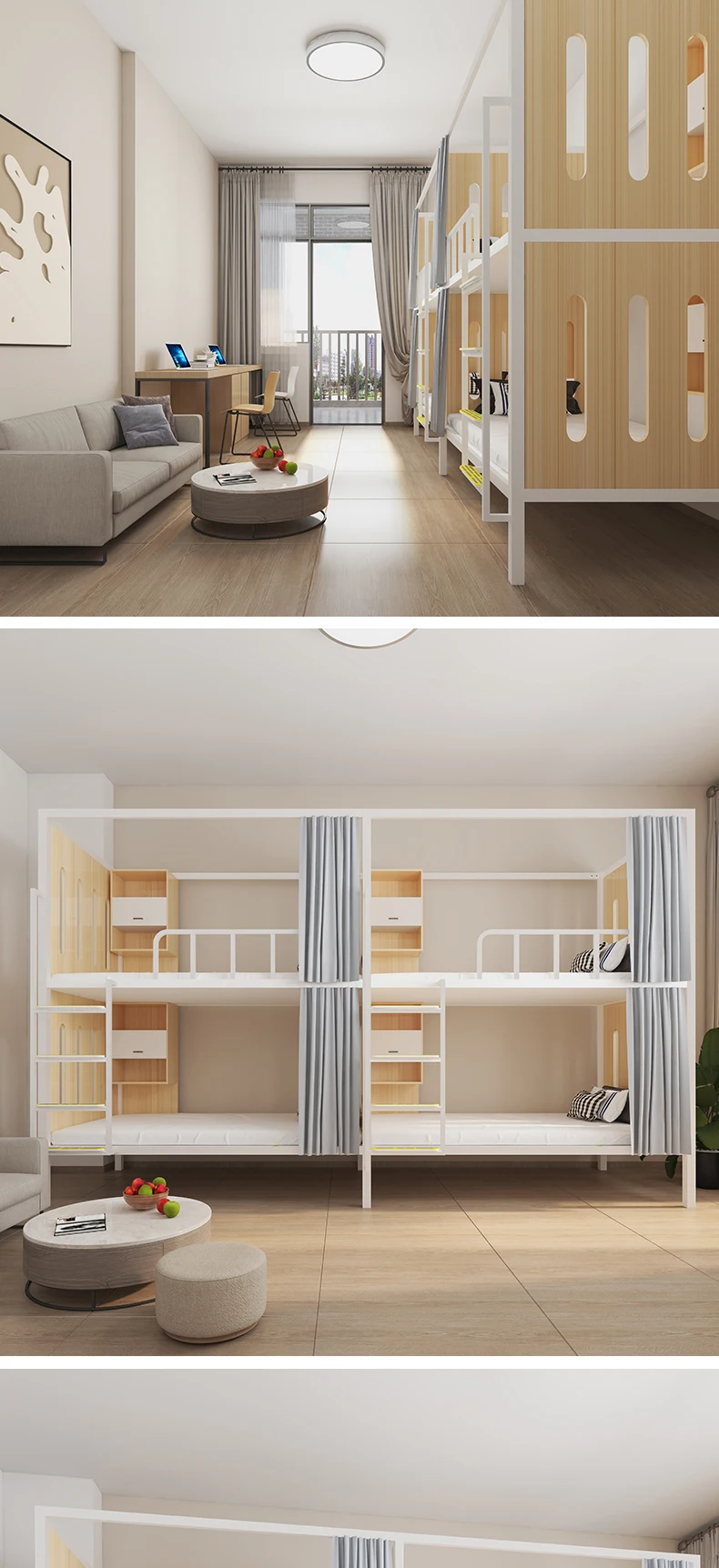 product double layer durable eco friendly space capsule dormitory bunk bed iron metal frame school apartment furniture-8