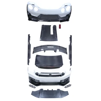 FRP+Carbon fiber R35 2008+ covert to 2024 facelifts car bumpers spoiler body kit for Nissan GTR GTR35 R35 upgrade Nismo bodykit
