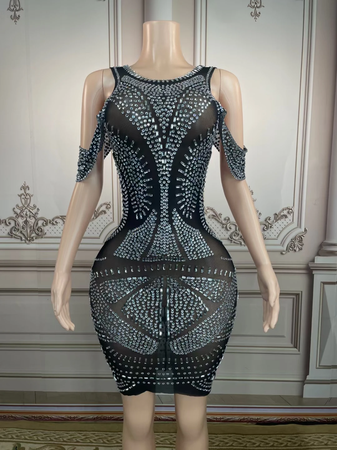 AD1444 Kimshein nueva moda sin mangas tela de malla ropa de