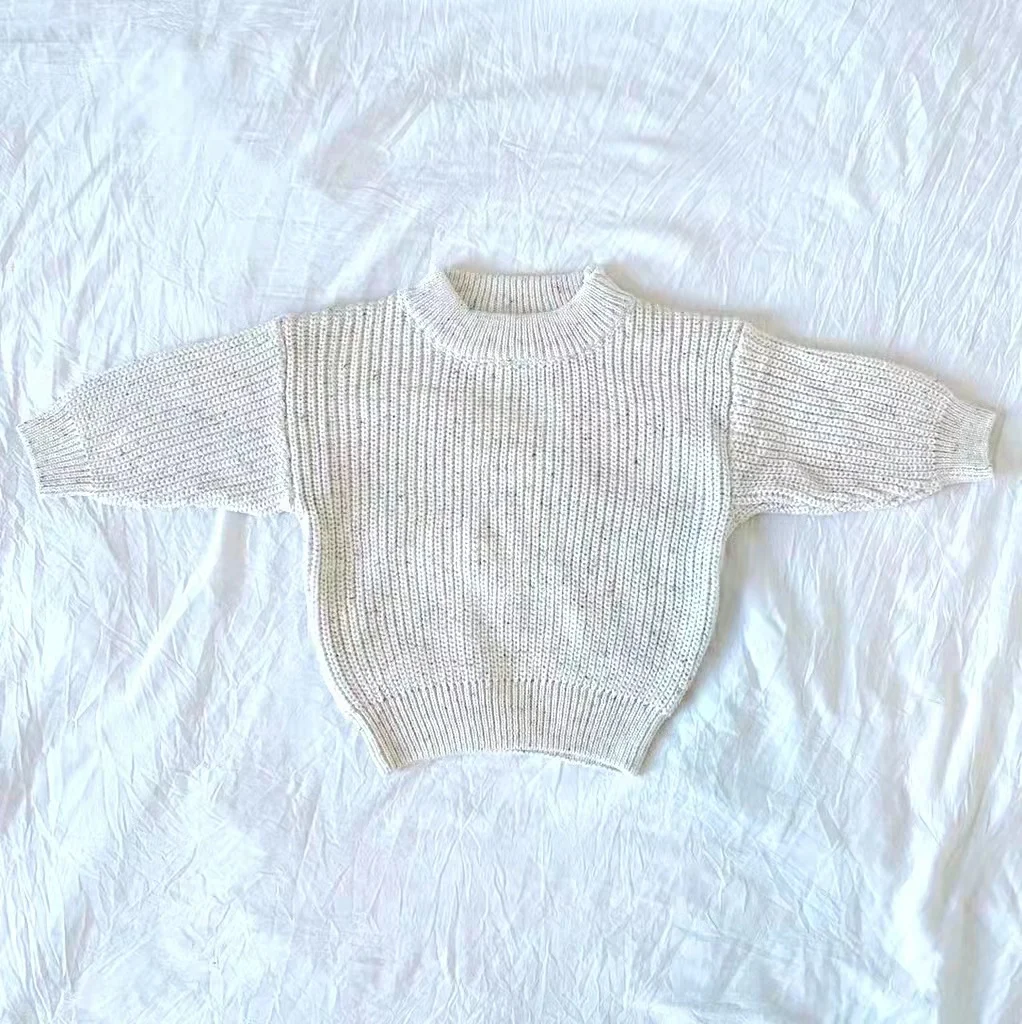 Модная зимняя одежда для маленьких девочек на заказ, Хлопковые вязаные свитера для новорожденных мальчиков и девочек