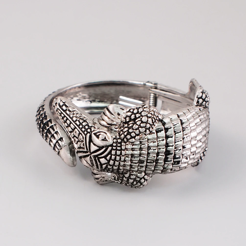 HANSIDON Wild Animal Design Latest Statement Bracelets Cuff Stretch Alligator Handmade Metal Arm Bangle India Jewelry Accessory