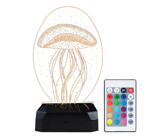 Rechargeable Night Lamp RGB Remote Control Children Night Light 3d Bedside Lamp 3d Optical Illusions Led Night Lamp