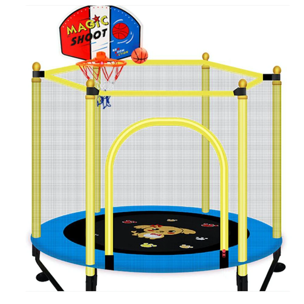 Cheap Mini Trampoline With Enclosures Trampoline Outdoor Children's Indoor Fitness Exercise Trampoline 1.5M Height for Boys