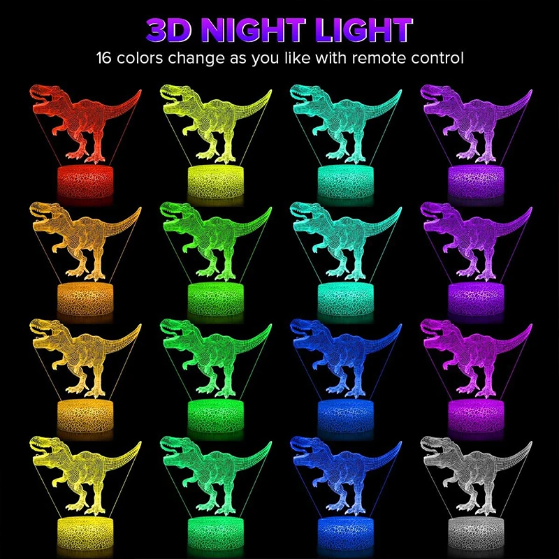 3D ночник динозавр светящиеся игрушки красочный серия настольная лампа Детский Рождественский подарок светящийся для