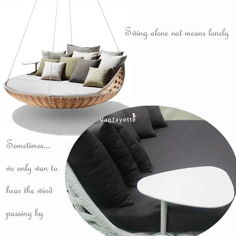 Round Rattan Round Swing Bedrattan Hanging Bed Patio Swing Chair Wicker