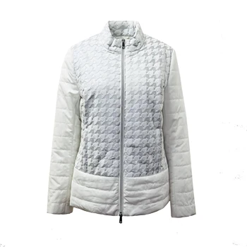 2023 Outdoor new arrival  women  Autumn and winter houndstooth jacquard quilted padded sports jacket OEM ODM  GRS optional