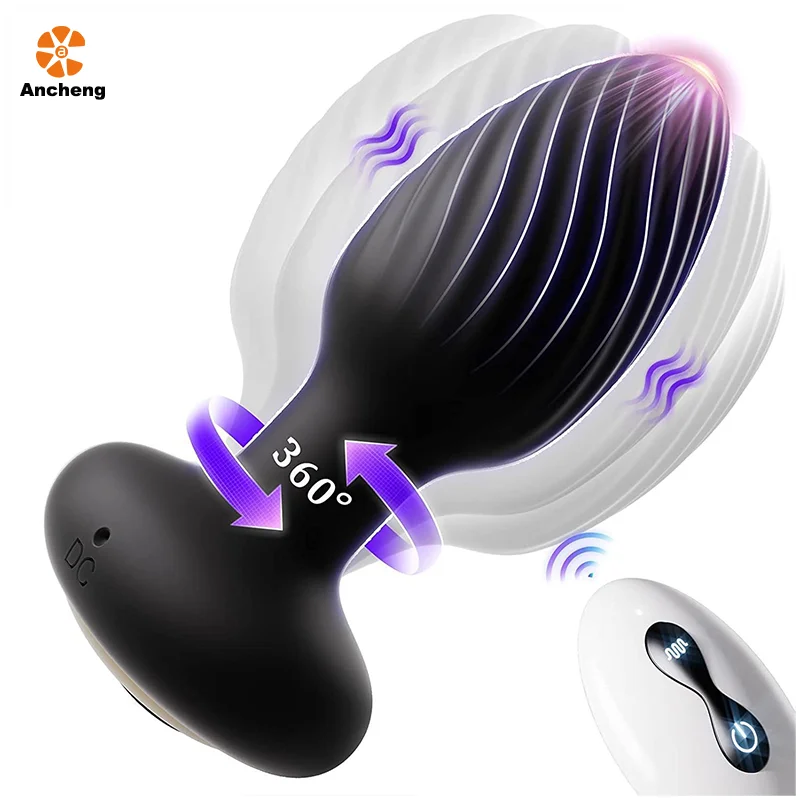 Classic Remote Control 360 Degrees Rotating Vibrating Anal Vibrator Male  Prostate Massager Vibrating Anal Butt Plug Toys for Men