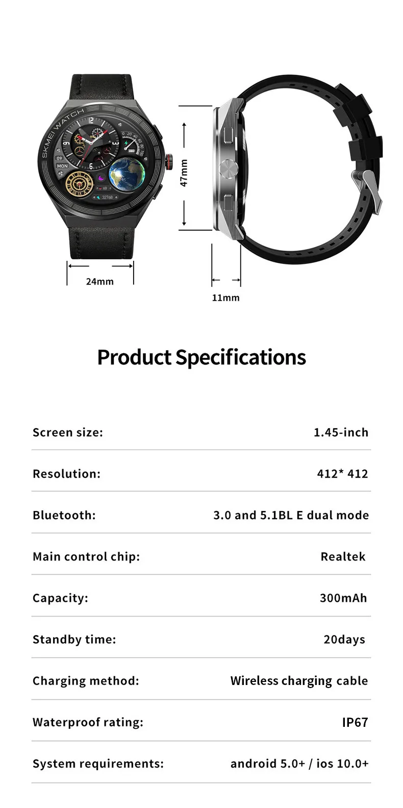 Skmei S232 Custom Bt Answer Make Call Fitness Smartwatch Outdoor Sport
