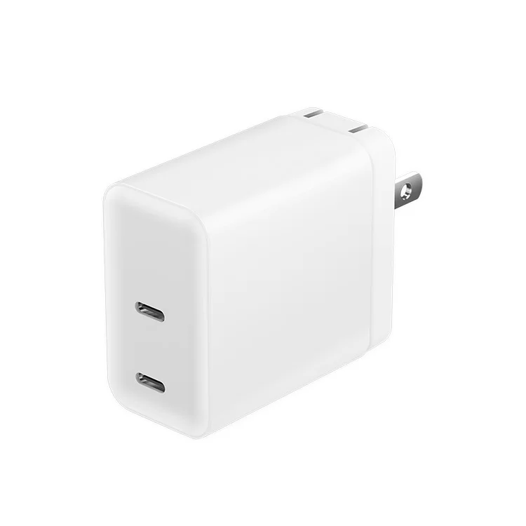 Wholesale PD65W Fast Charging Foldable USB Wall Charger Built-in Dual USB-C Ports for Laptop Multi-port Charger i20-65W