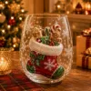Calza di Natale trasparente con fiocchi di neve
