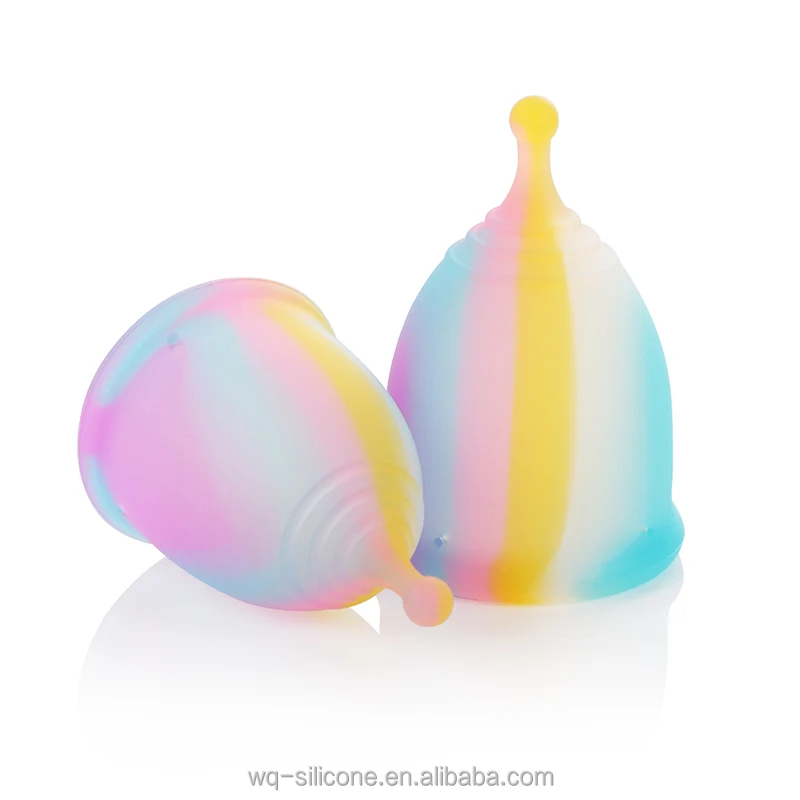 OEM Custom Logo Hot Selling High Quality BPA Free Medical Grade Silicone Women Period Rainbow Reusable Menstrual Cup factory