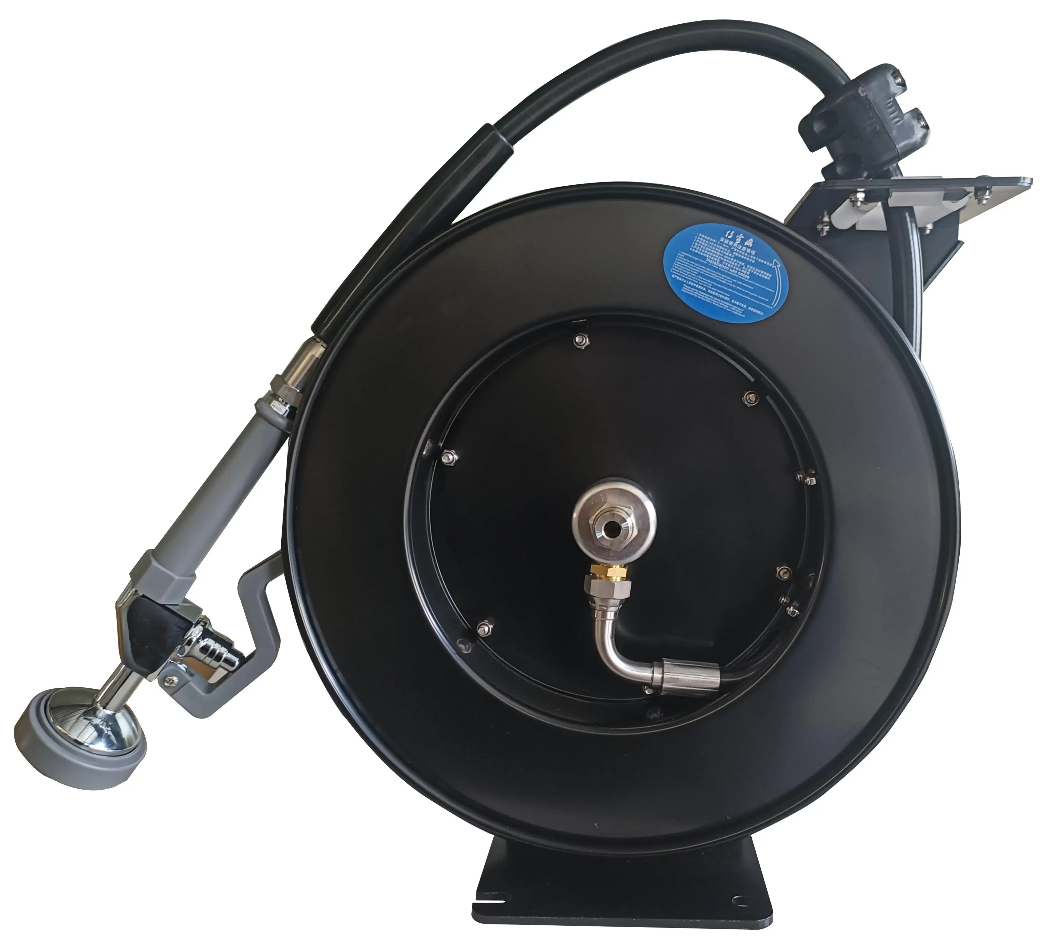 Stainless Steel Classic Water Gun Commercial Kitchen Bathroom High Flow Spray Valve Spring Retractable Pre-Rinse Reel Cable Hose details