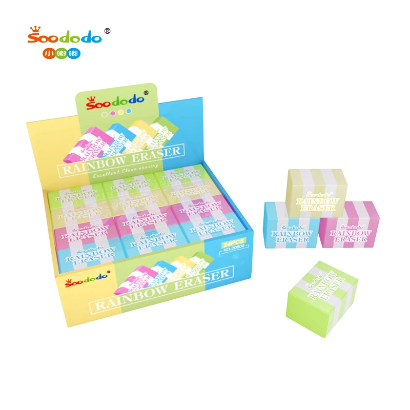 Cute long shape stationery school gift creative grape watermelon strawberry kawaii fruit pencil eraser for kids