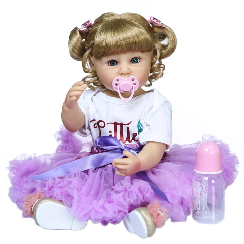 Full silicone reborn baby dolls 2255cm cheap reborn babies best child gift  bebe girl reborn bonecas purple clothing - AliExpress