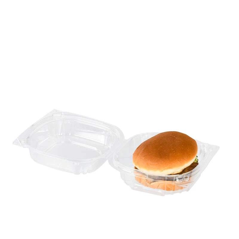 Lesui 5 Inch Recycled Disposable Custom clear Restaurant Food Truck Burgers Clamshell Plastic Container Packaging Hamburger Box