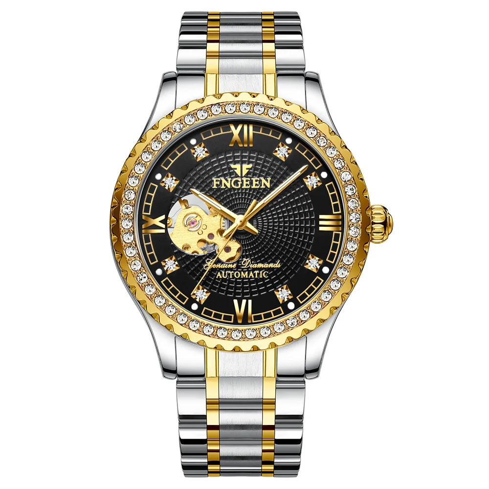 Golden Luminous Skeleton Men's Automatic Watch