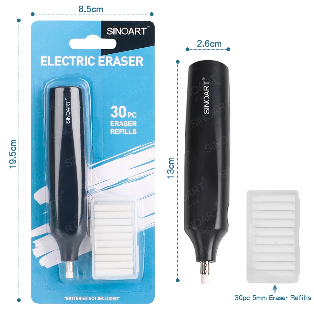 SINOART Electric Eraser Customizable Electric Eraser Pencil with 30 Pcs for Electric Eraser Refills