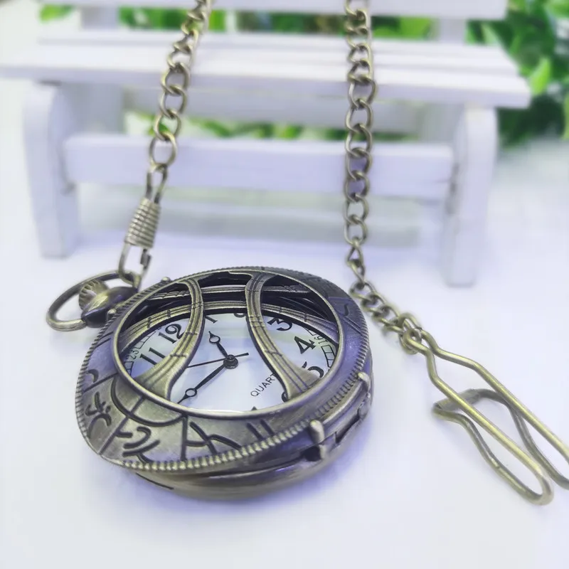 Винтажные бронзовые круглые кварцевые карманные