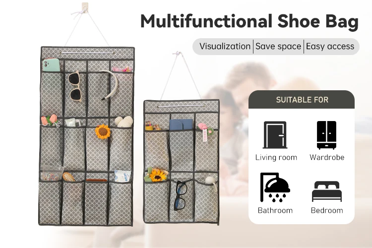Multifunctional 20-Pocket Hanging Shoe Organizer Door Shoe Rack for Closet Entryway Bedroom Bathroom Pantry-Storage Bags