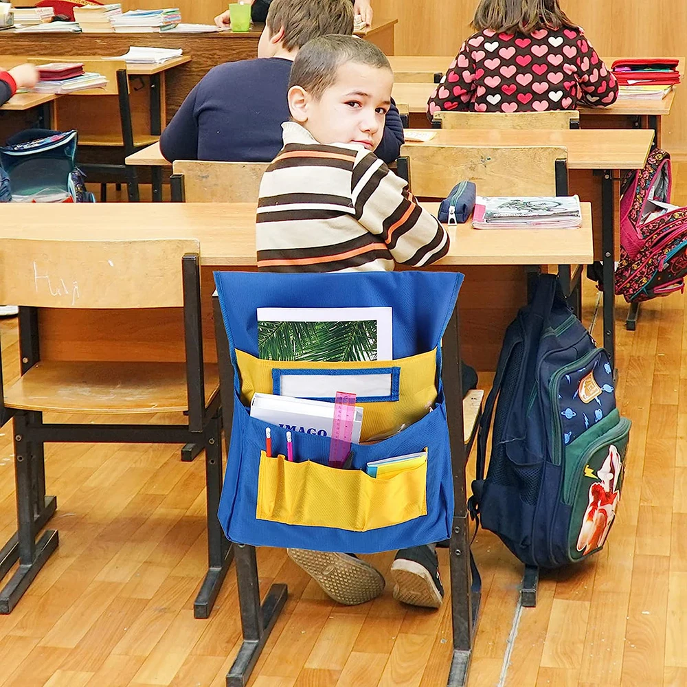 Wholesale Chairback Buddy Pocket Chart Yellow Classrooms Student Chair Pockets Elastic Classroom