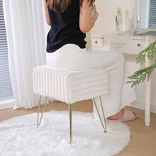 Makeup Stool with 4 Metal Legs for Room Living Room Bedroom Small Ottoman Stool with Storage